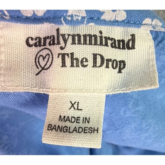 Y2K The Drop Blue White Floral Wrap Midi Dress XL Flutter Sleeve 90s Hippie Boho - Picture 4 of 6